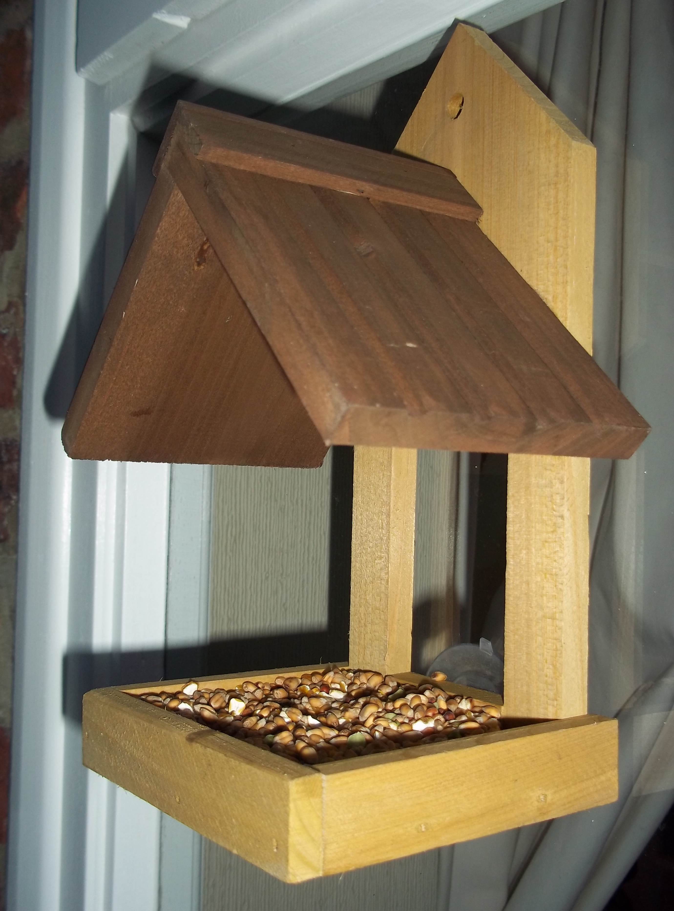 Wooden Window Bird Feeder